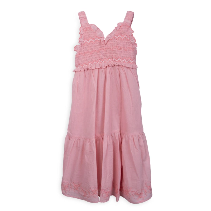 VESTIDO NIÑA SIN MANGAS BORDADO FLORES ROSADO PILLIN - 1