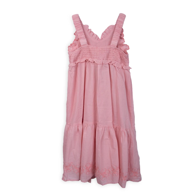 VESTIDO NIÑA SIN MANGAS BORDADO FLORES ROSADO PILLIN - 2