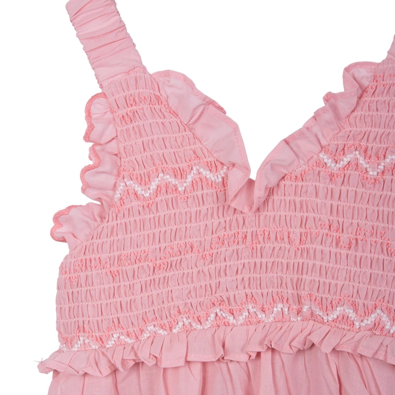 VESTIDO NIÑA SIN MANGAS BORDADO FLORES ROSADO PILLIN - 3