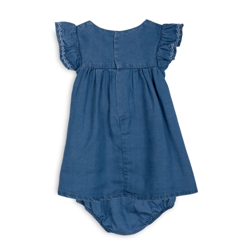 VESTIDO BEBE NIÑA BORDADO CEREZAS AZUL PILLIN - 2