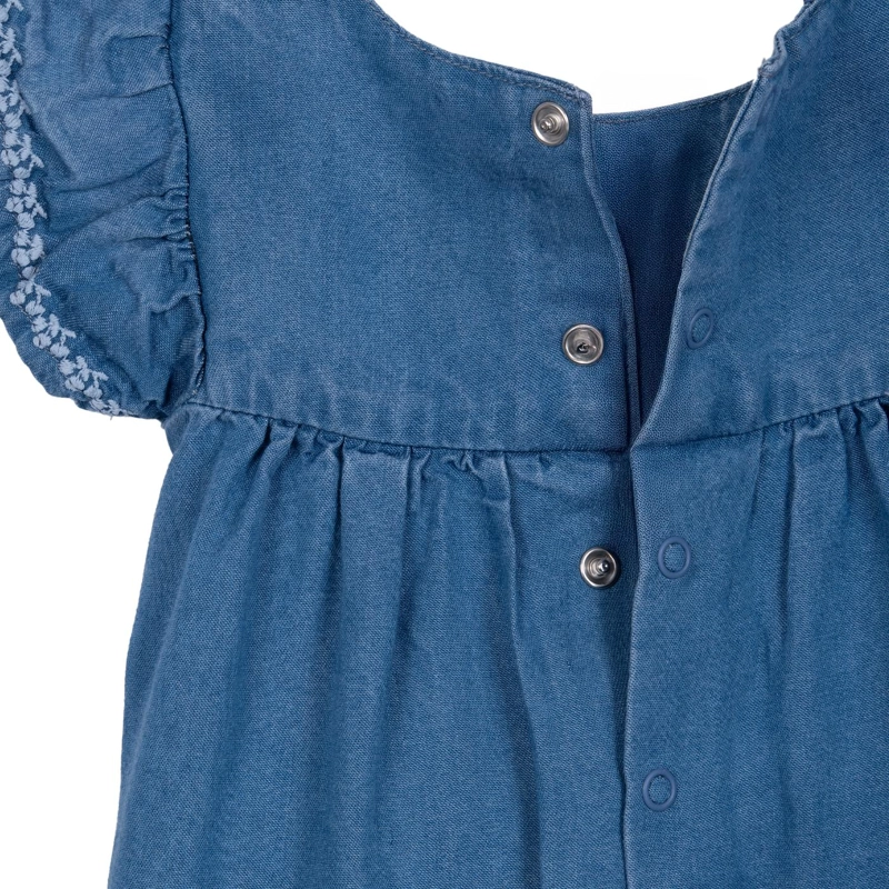VESTIDO BEBE NIÑA BORDADO CEREZAS AZUL PILLIN - 4