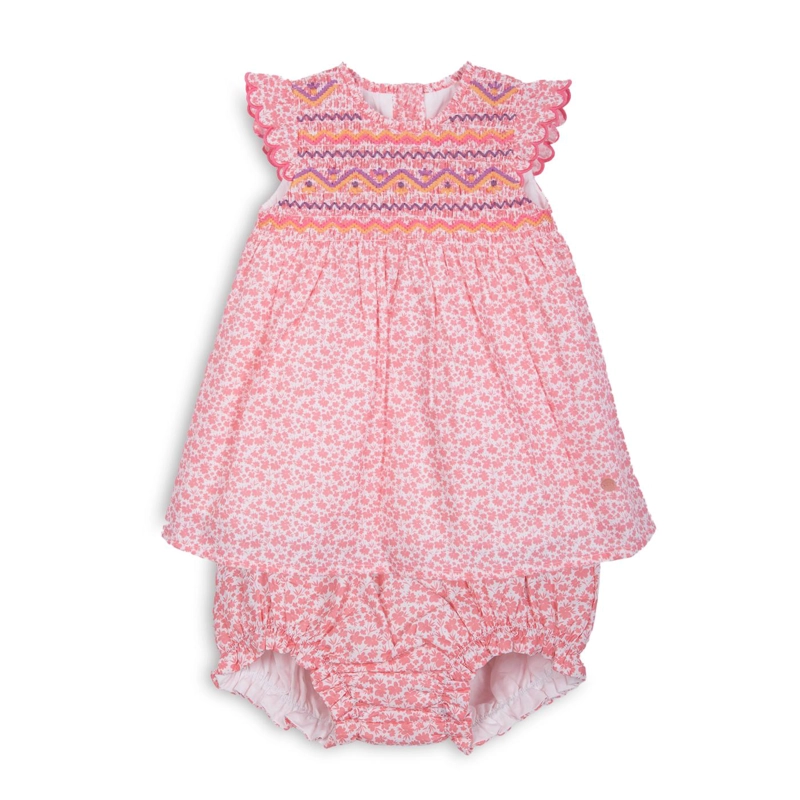 VESTIDO BEBE NIÑA ESTAMPADO FLORAL CORAL PILLIN - 1