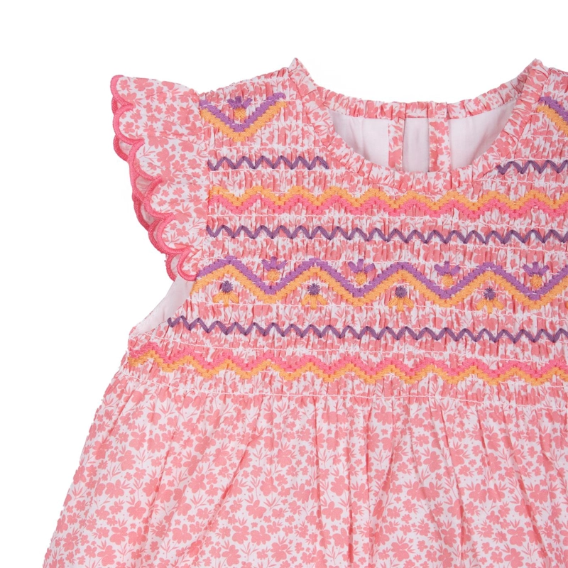 VESTIDO BEBE NIÑA ESTAMPADO FLORAL CORAL PILLIN - 3