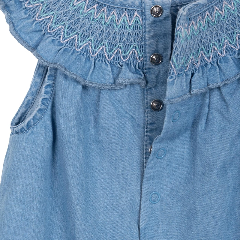 VESTIDO BEBE NIÑA SIN MANGAS CON BROCHES DENIM PILLIN - 4