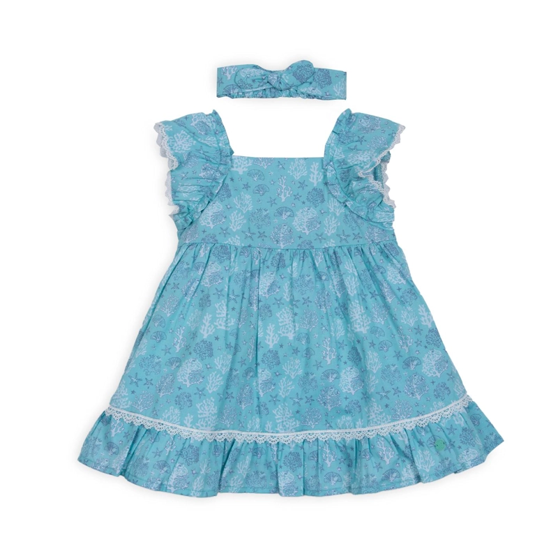 VESTIDO BEBE NIÑA CON CINTILLO ESTAMPADO AQUA PILLIN - 1