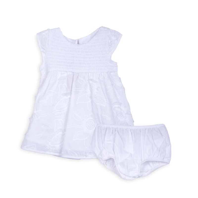 VESTIDO BEBE NIÑA BORDADO FLORAL BLANCO PILLIN - 1