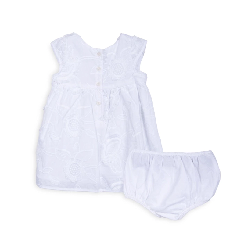 VESTIDO BEBE NIÑA BORDADO FLORAL BLANCO PILLIN - 2