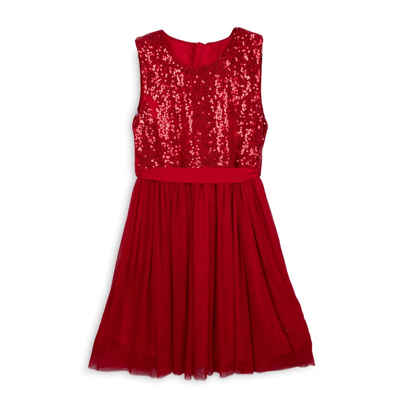 VESTIDO NIÑA TUL LENTEJUELAS ROJO PILLIN - 1
