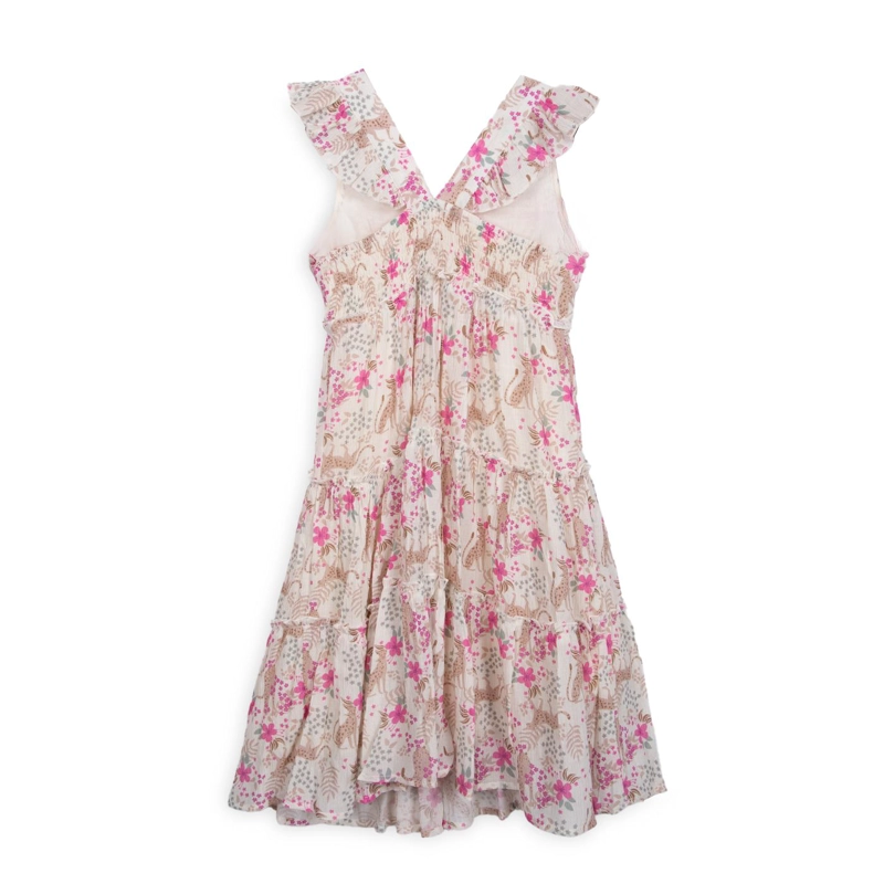 VESTIDO NIÑA ELASTICADO ESTAMPADO TROPICAL CRUDO PILLIN - 2