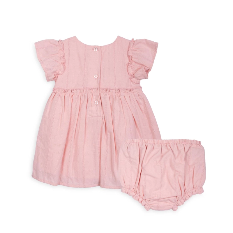 VESTIDO BEBE NIÑA MANGA VUELO MOSTACILLAS PALO ROSA PILLIN - 2