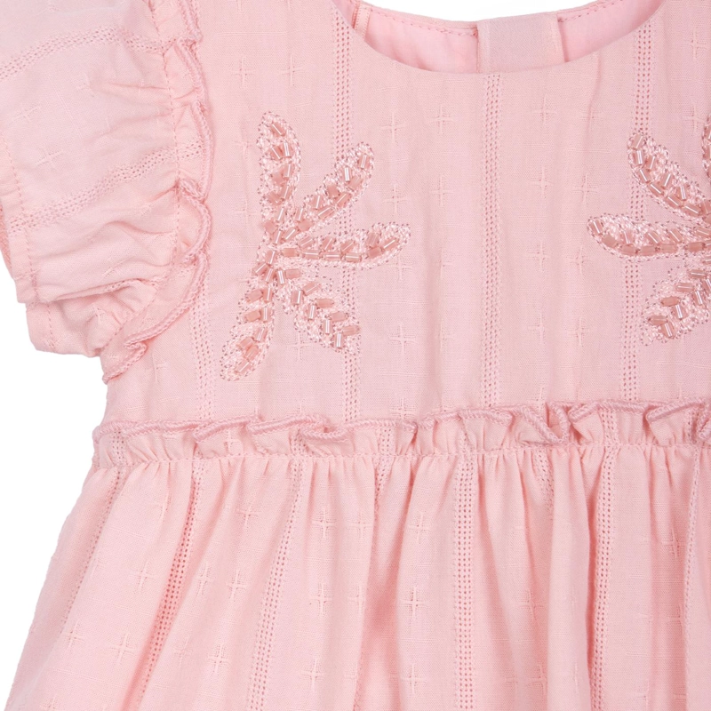 VESTIDO BEBE NIÑA MANGA VUELO MOSTACILLAS PALO ROSA PILLIN - 3