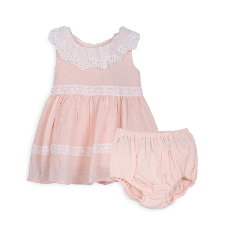 VESTIDO BEBE NIÑA BORDADO DAMASCO PILLIN - 1
