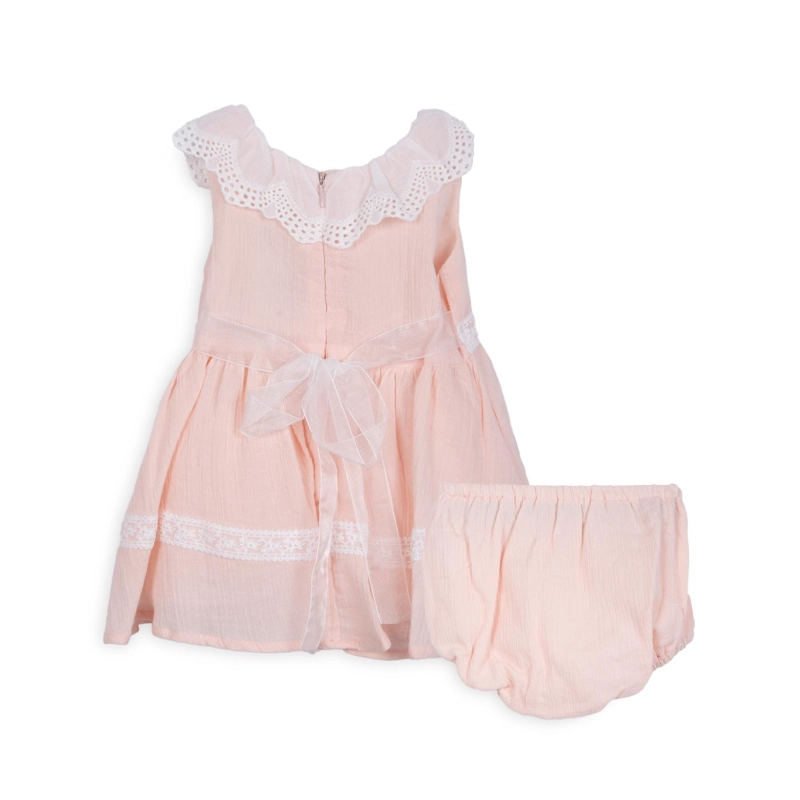 VESTIDO BEBE NIÑA BORDADO DAMASCO PILLIN - 2