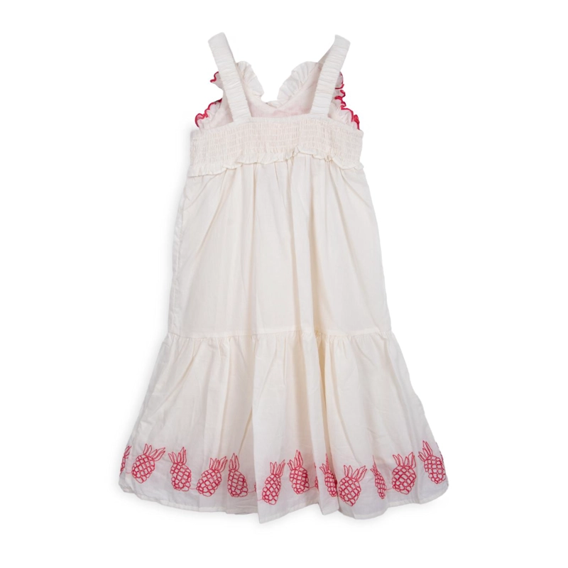 VESTIDO NIÑA SIN MANGAS BORDADO PIÑAS CRUDO PILLIN - 2