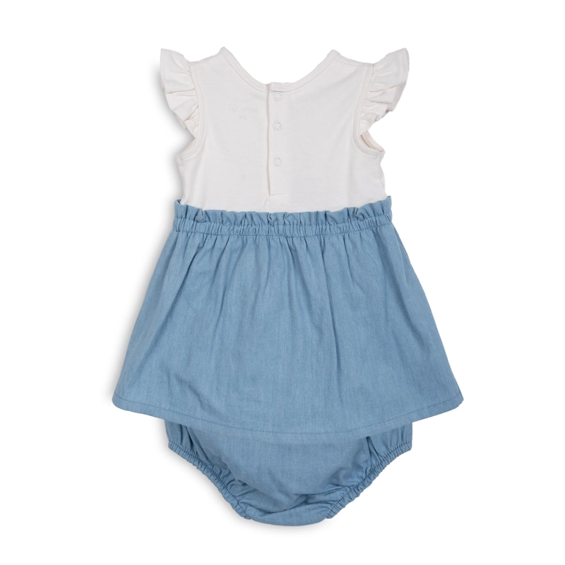 VESTIDO BEBE NIÑA DENIM MARIPOSA CINTURA ELASTICADA LAVANDA PILLIN - 2