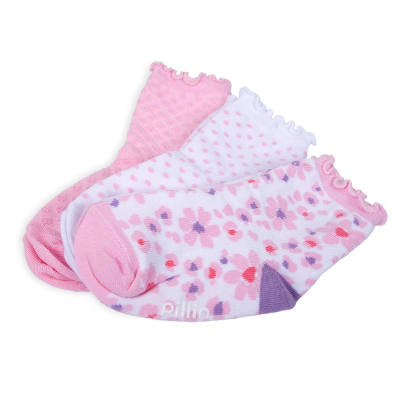 PACK DE 3 CALCETINES BEBE NIÑA ALGODON FLORAL SURTIDO PILLIN - 2