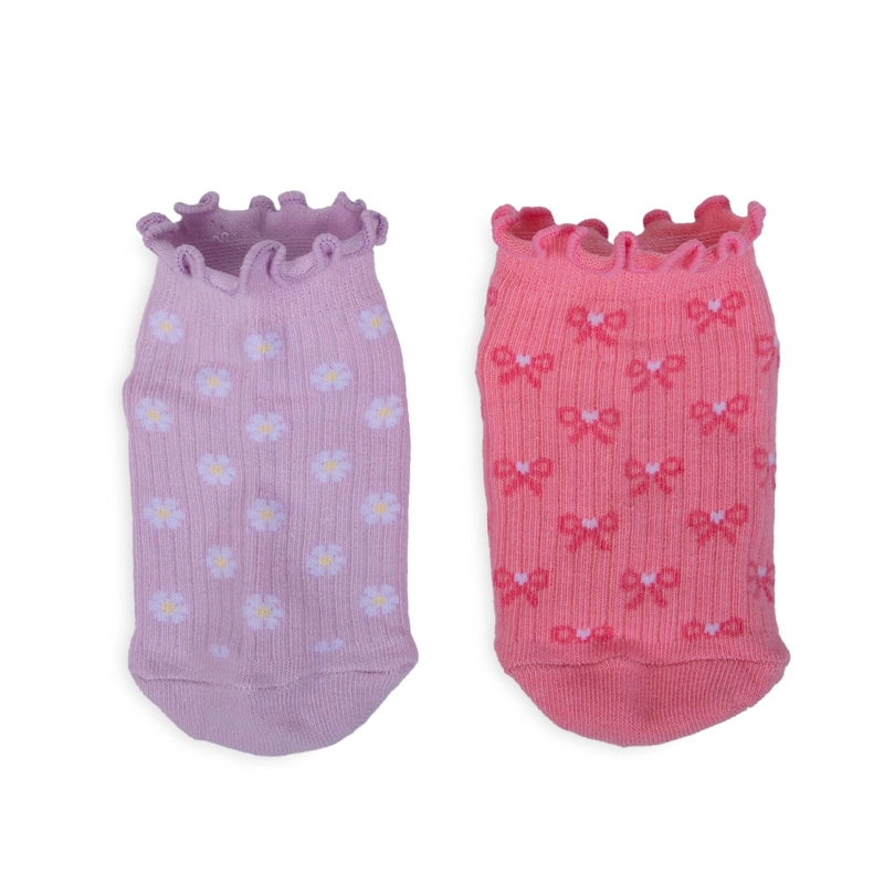 PACK DE 3 CALCETINES BEBE NIÑA ALGODON CON VUELOS SURTIDO PILLIN - 3