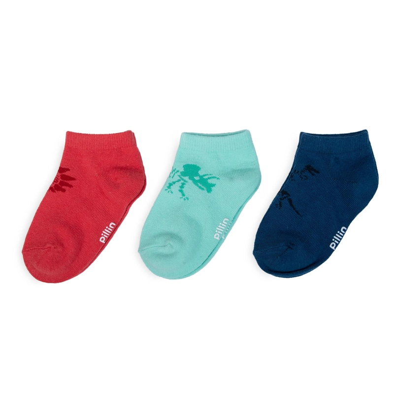 PACK DE 3 CALCETINES BEBE NIÑO ALGODON DINOSAURIOS SURTIDO PILLIN - 1