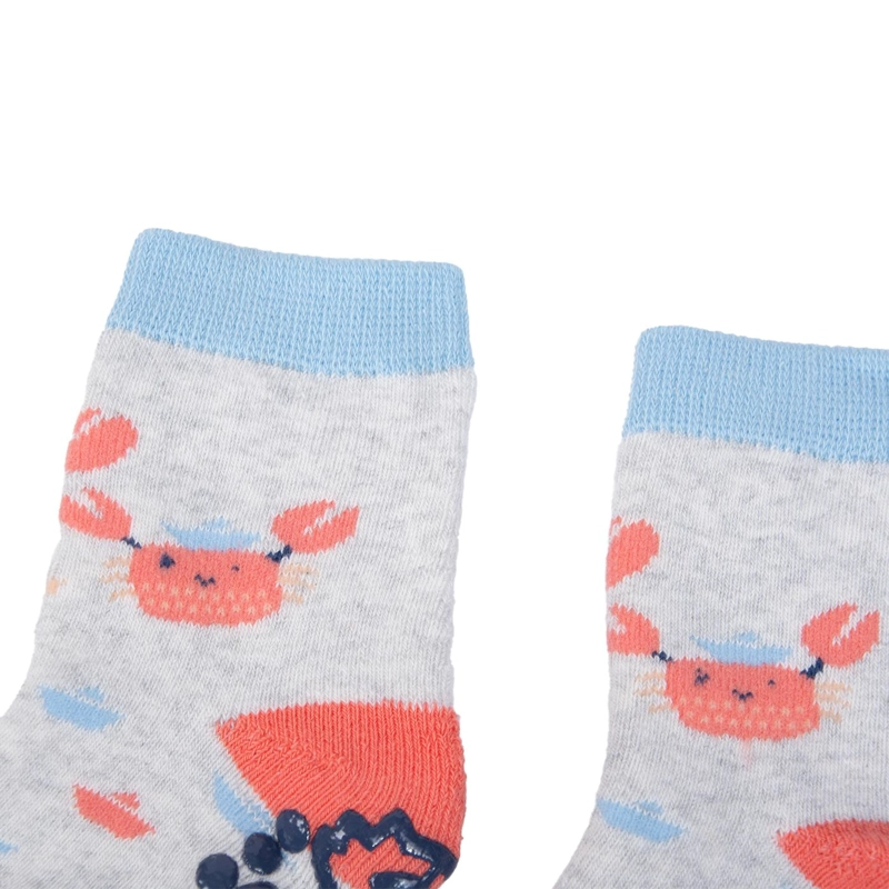 CALCETIN BEBE NIÑO ANTIDESLIZANTE DISEÑO CANGREJOS GRIS PILLIN - 2