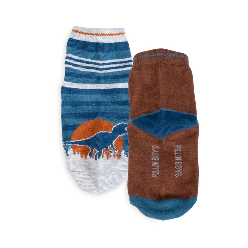 PACK DE 3 CALCETINES NIÑO ALGODON DINOSAURIO Y RAYAS SURTIDO PILLIN - 3