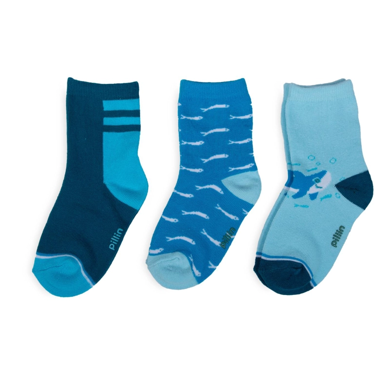 PACK DE 3 CALCETINES BEBE NIÑO ALGODON DISEÑO MARINO SURTIDO PILLIN - 1