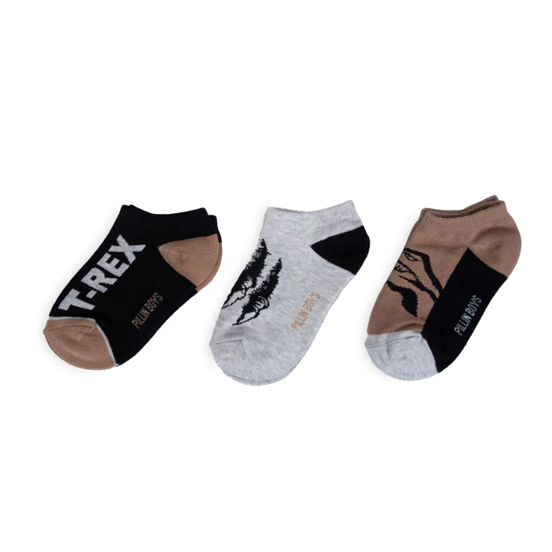 PACK DE 3 CALCETINES NIÑO ALGODON DISEÑO DINOSAURIOS SURTIDO PILLIN - 1