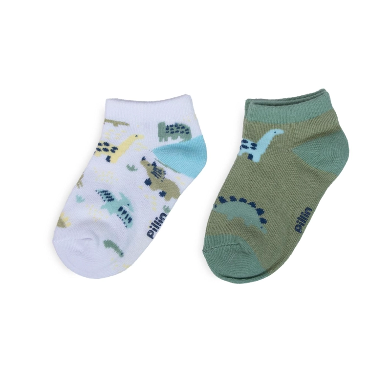 PACK DE 2 CALCETINES BEBE NIÑO ALGODON DINOSAURIOS SURTIDO PILLIN - 1