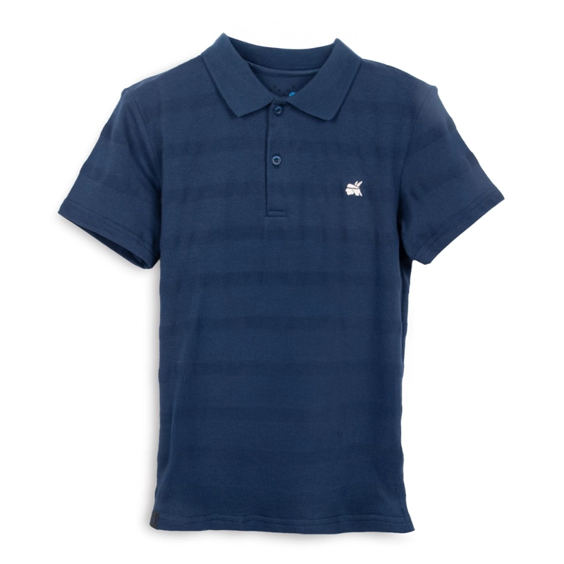 POLERA NIÑO MANGA CORTA CUELLO CAMISERO AZUL MARINO PILLIN - 1