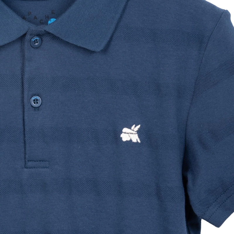 POLERA NIÑO MANGA CORTA CUELLO CAMISERO AZUL MARINO PILLIN - 3