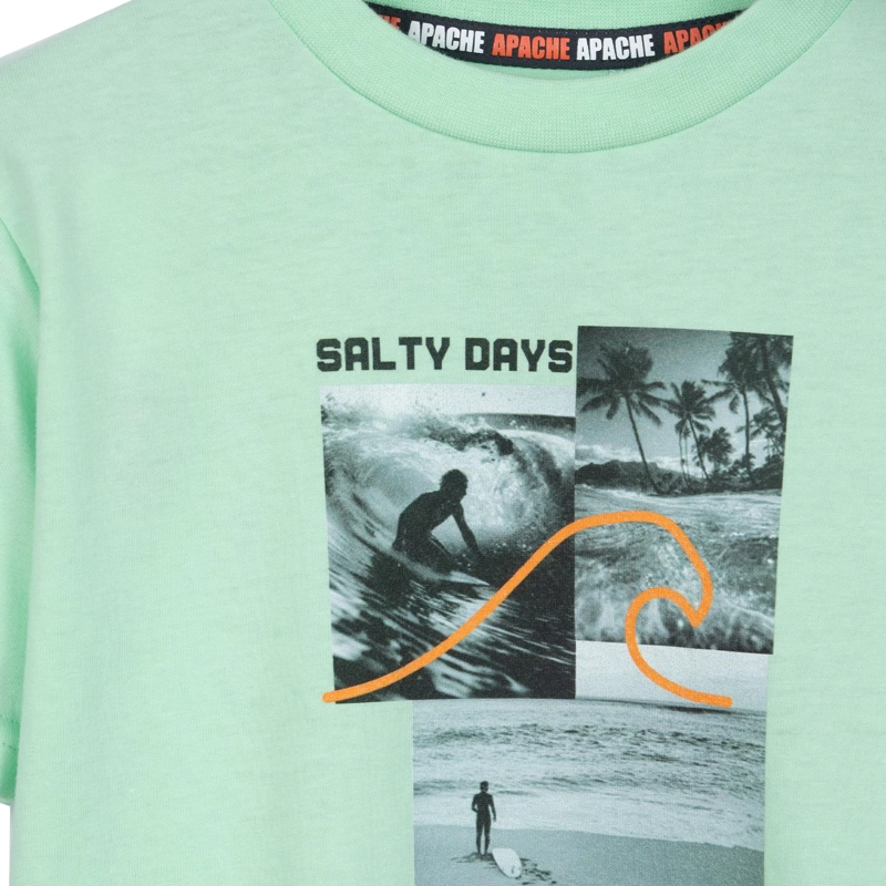 POLERA NIÑO MANGA CORTA ESTAMPADO SURF VERDE PILLIN - 3