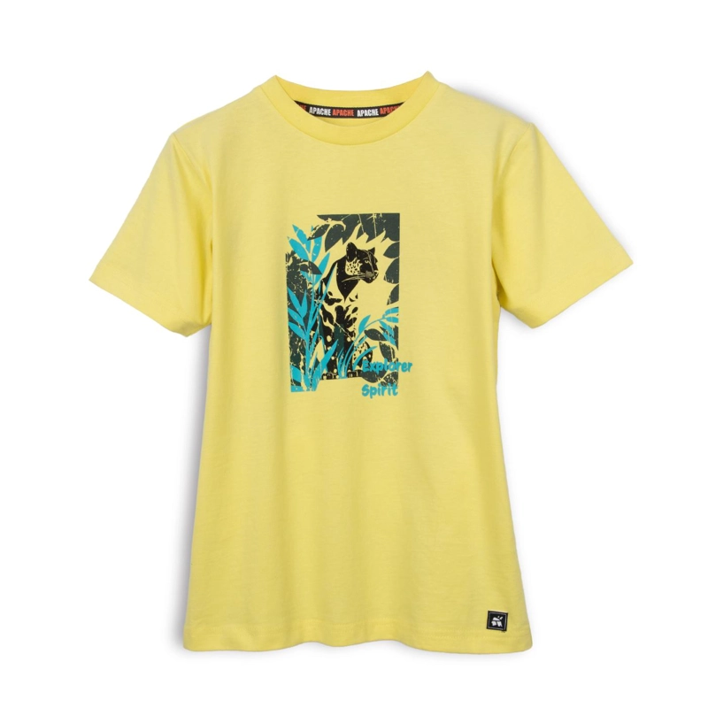 POLERA NIÑO MANGA CORTA ESTAMPADO SELVA AMARILLO PILLIN - 1