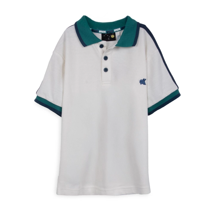 POLERA NIÑO MANGA CORTA CUELLO PIQUE BLANCO PILLIN - 1
