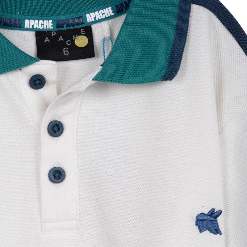 POLERA NIÑO MANGA CORTA CUELLO PIQUE BLANCO PILLIN - 3