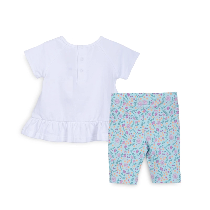 CONJUNTO BEBE NIÑA MANGA CORTA BROCHES FLORAL VERDE PILLIN - 2