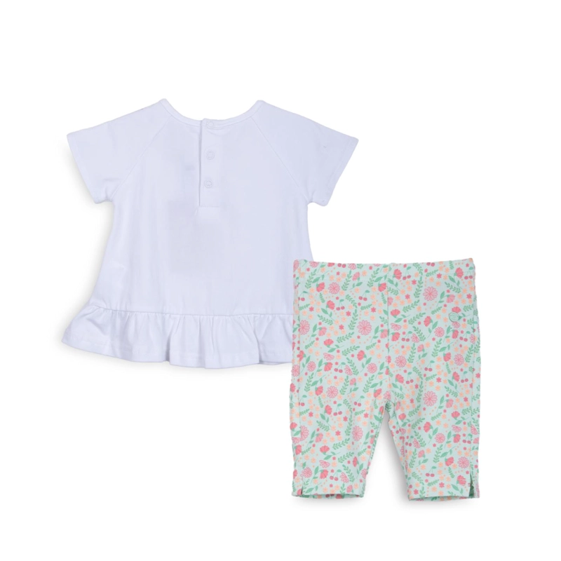CONJUNTO BEBE NIÑA MANGA CORTA BROCHES FLORAL AQUA PILLIN - 2