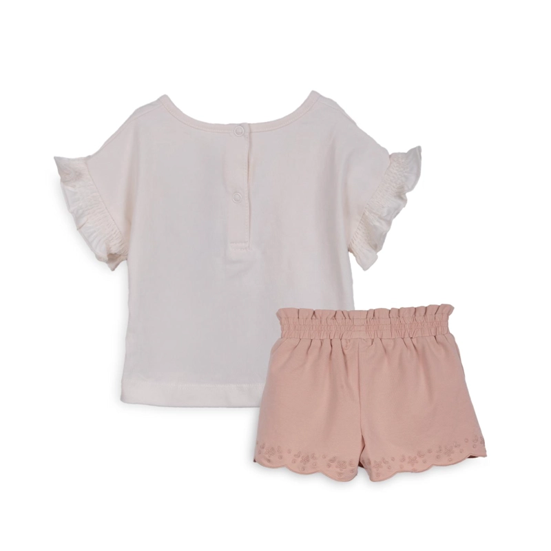 CONJUNTO BEBE NIÑA MANGA CORTA BROCHES FLORAL CRUDO PILLIN - 2
