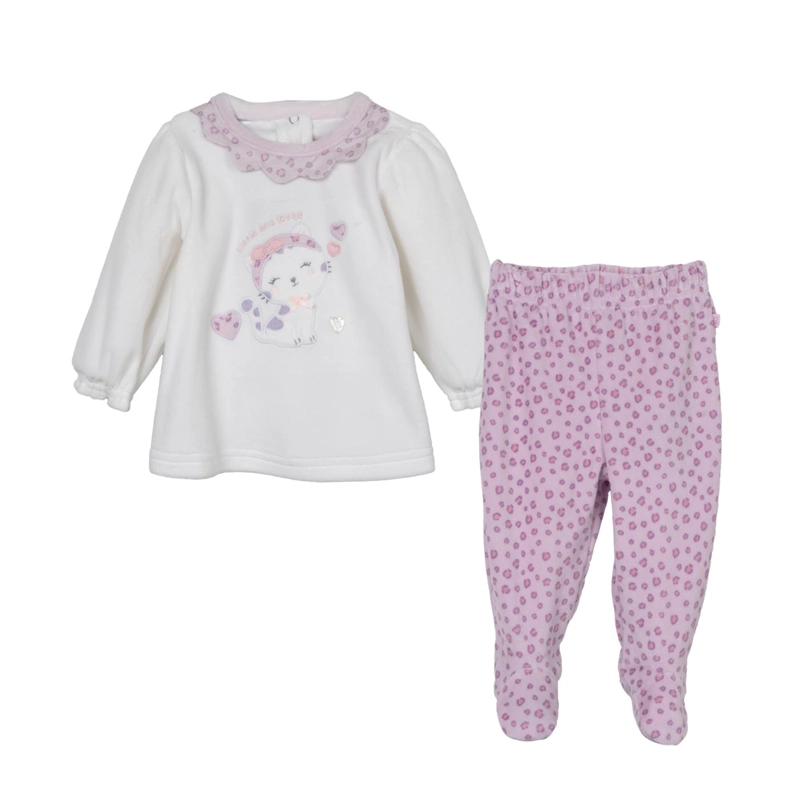 CONJUNTO PLUSH RECIEN NACIDO NIÑA BROCHES ESTAMPADO LILA - 1