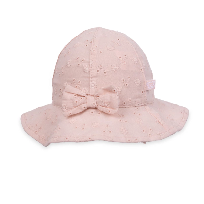 GORRO BEBE NIÑA 100% ALGODON BRODERIE FLORAL ROSADO PILLIN - 1