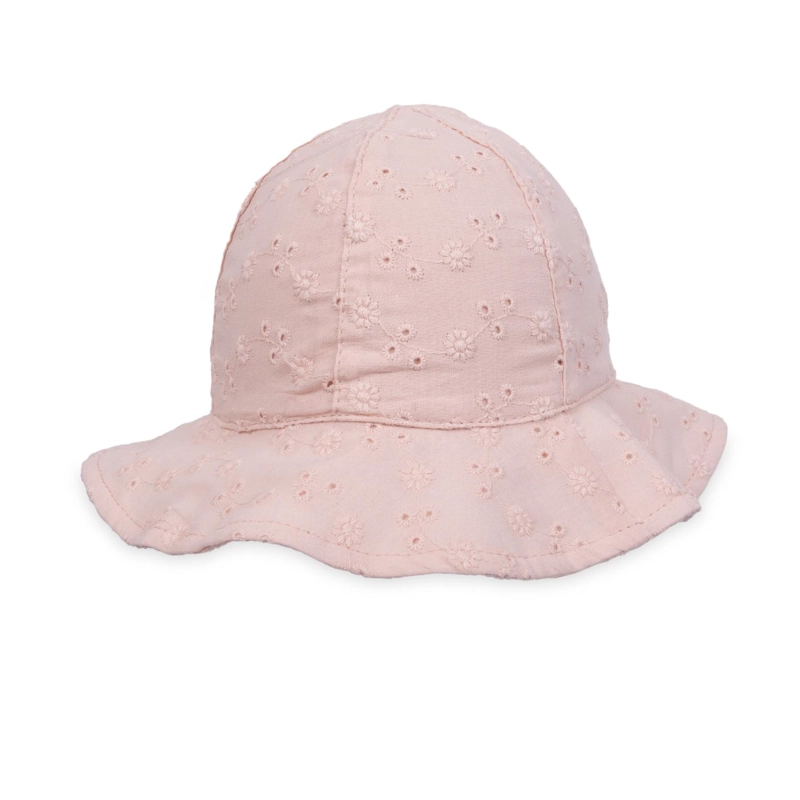 GORRO BEBE NIÑA 100% ALGODON BRODERIE FLORAL ROSADO PILLIN - 2