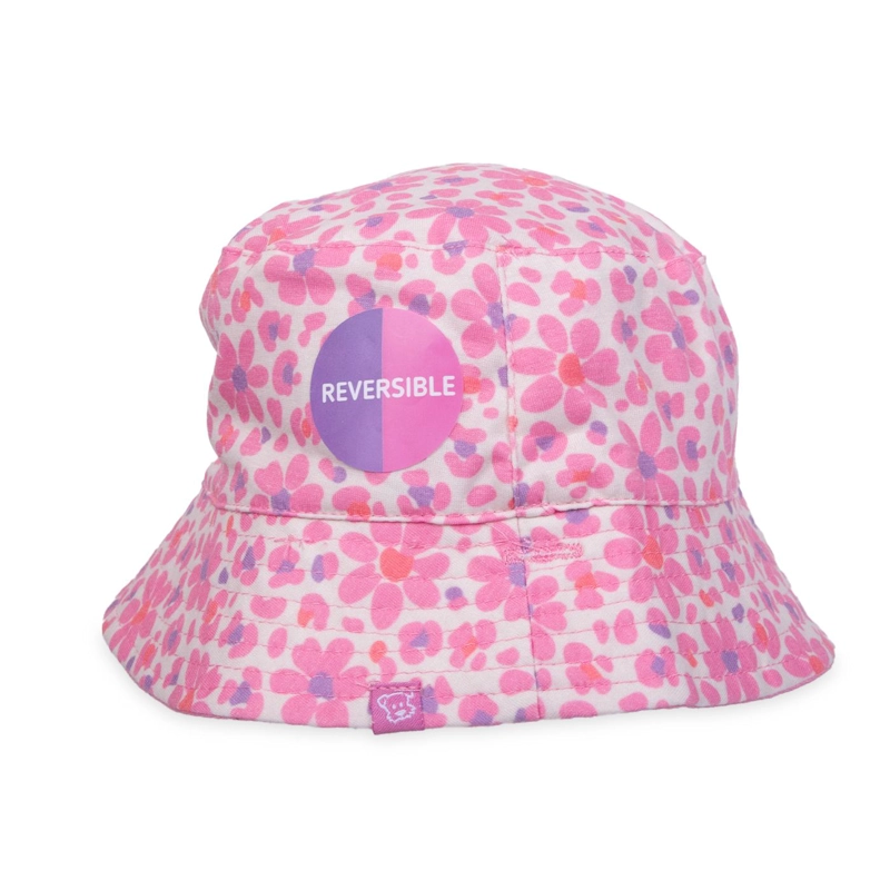 GORRO BEBE NIÑA REVERSIBLE DISEÑO FLORAL FUCSIA PILLIN - 1
