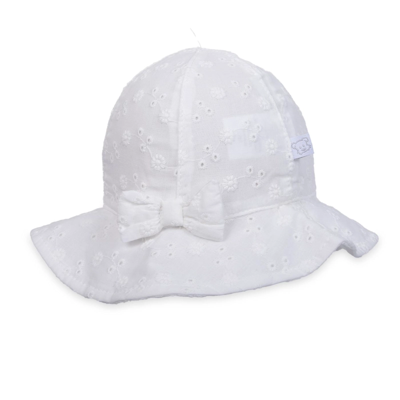 GORRO BEBE NIÑA 100% ALGODON BRODERIE FLORAL BLANCO PILLIN - 1