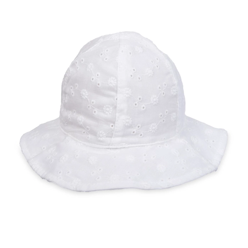 GORRO BEBE NIÑA 100% ALGODON BRODERIE FLORAL BLANCO PILLIN - 2