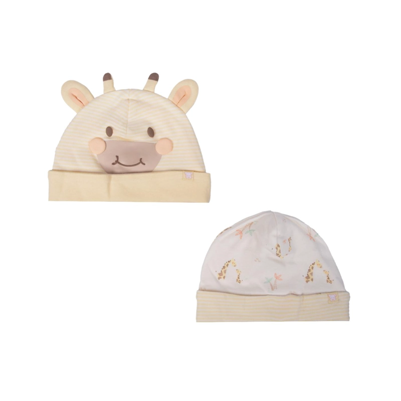 PACK DE 2 GORROS RECIEN NACIDO UNISEX ESTAMPADO AMARILLO PILLIN - 1