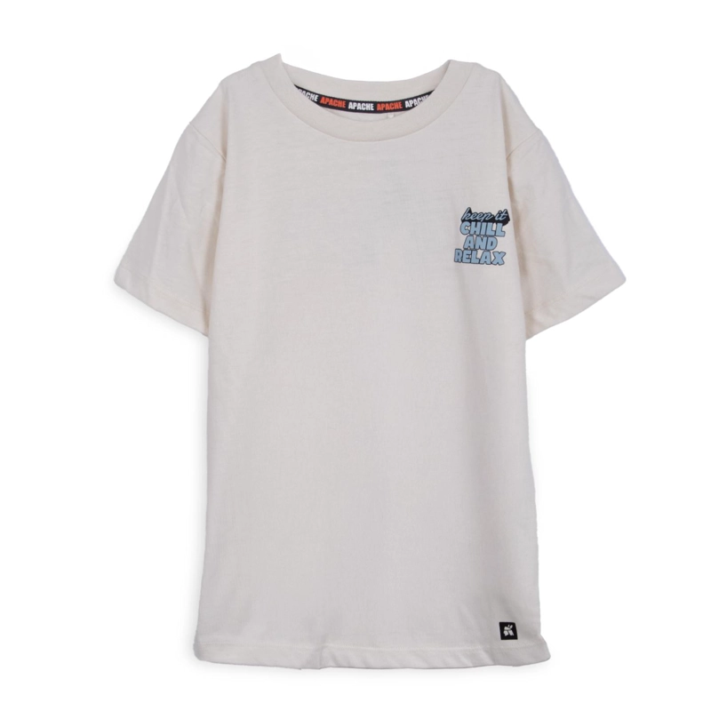 POLERA NIÑO MANGA CORTA ESTAMPADO PLAYERO BLANCO PILLIN - 1