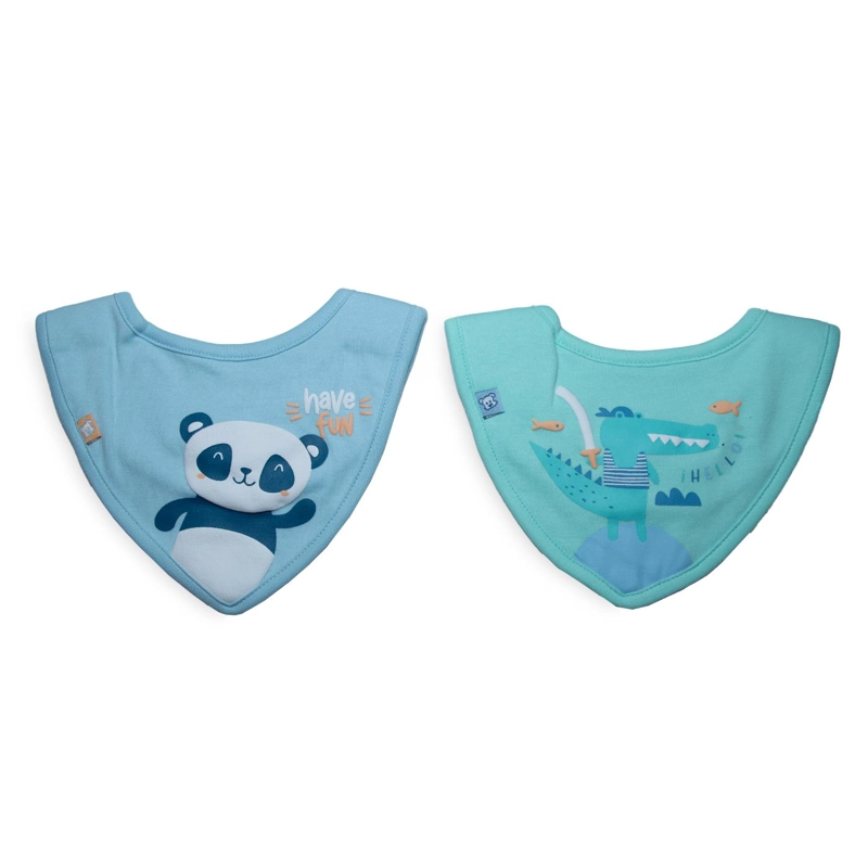 PACK 2 BABEROS RECIE N NACIDO NIÑO ESTAMPADO ANIMALES SURTIDO PILLIN - 1