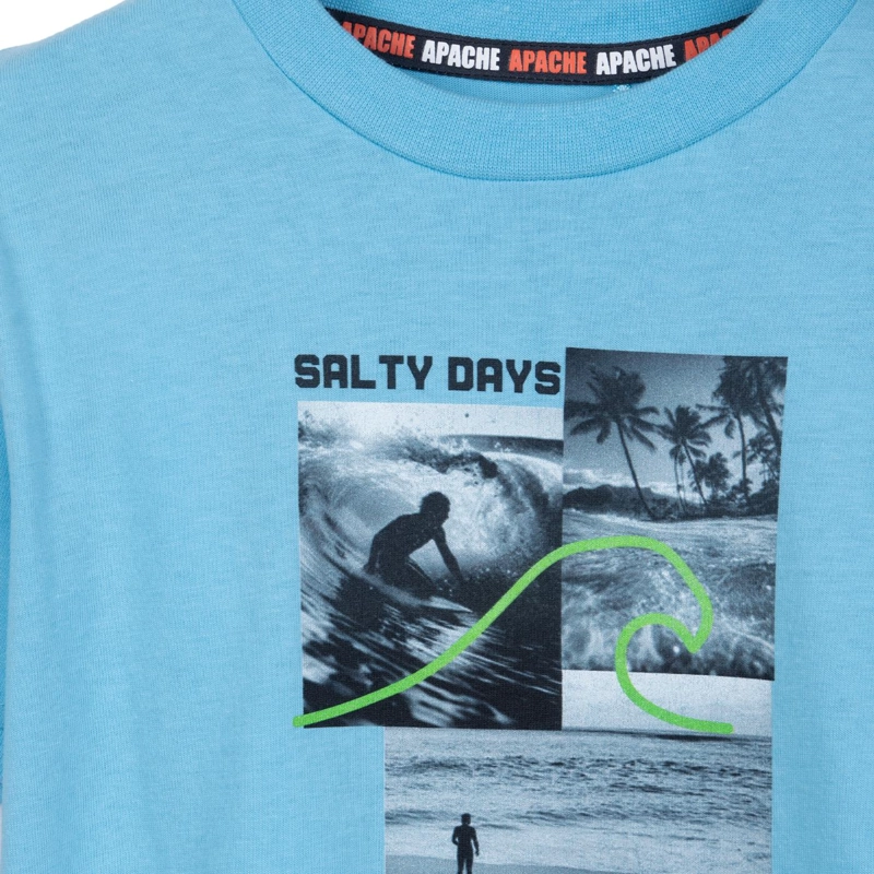 POLERA NIÑO MANGA CORTA ESTAMPADO SURF CELESTE PILLIN - 3