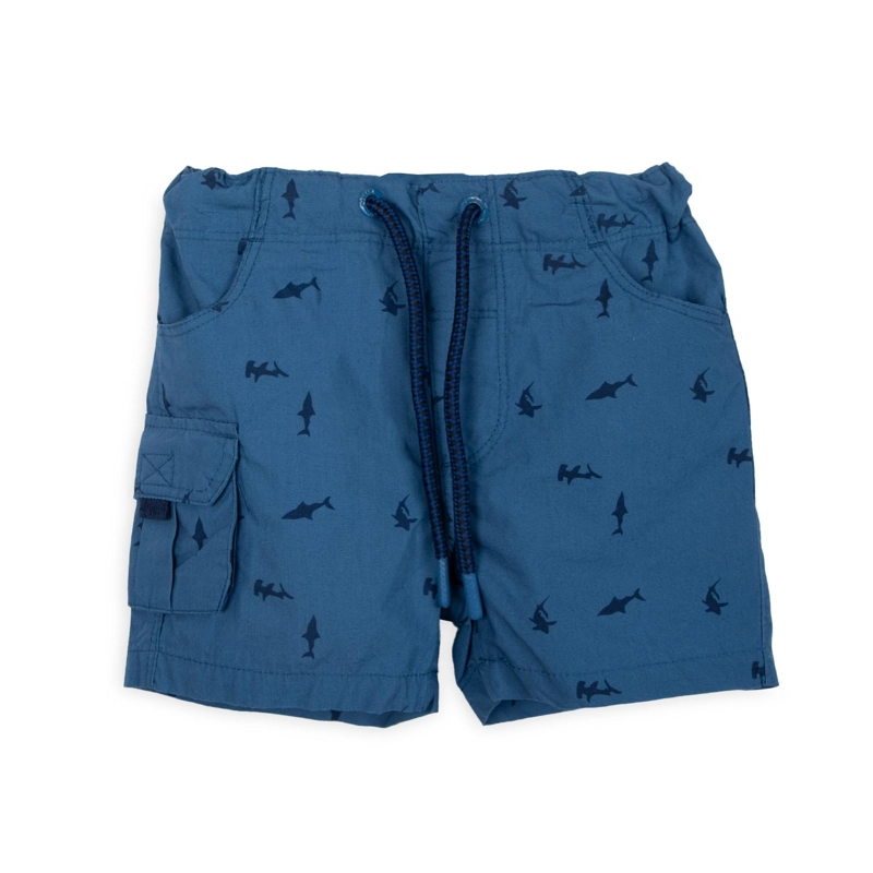 BERMUDA BEBE NIÑO CINTURA AJUSTABLE ESTAMPADO TIBURON VERDE PILLIN - 1