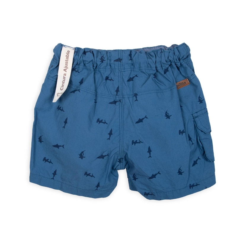 BERMUDA BEBE NIÑO CINTURA AJUSTABLE ESTAMPADO TIBURON VERDE PILLIN - 2