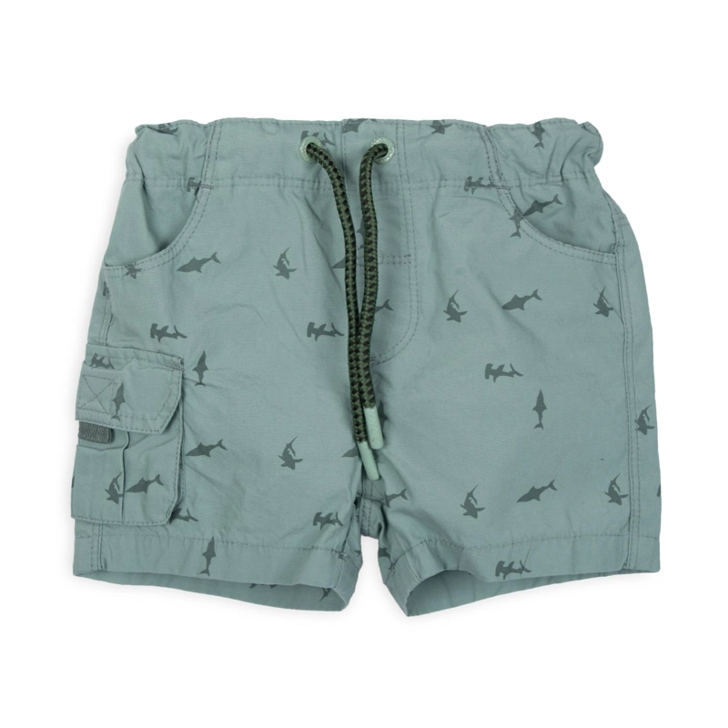 BERMUDA BEBE NIÑO CINTURA AJUSTABLE ESTAMPADO TIBURON AZUL PILLIN - 1