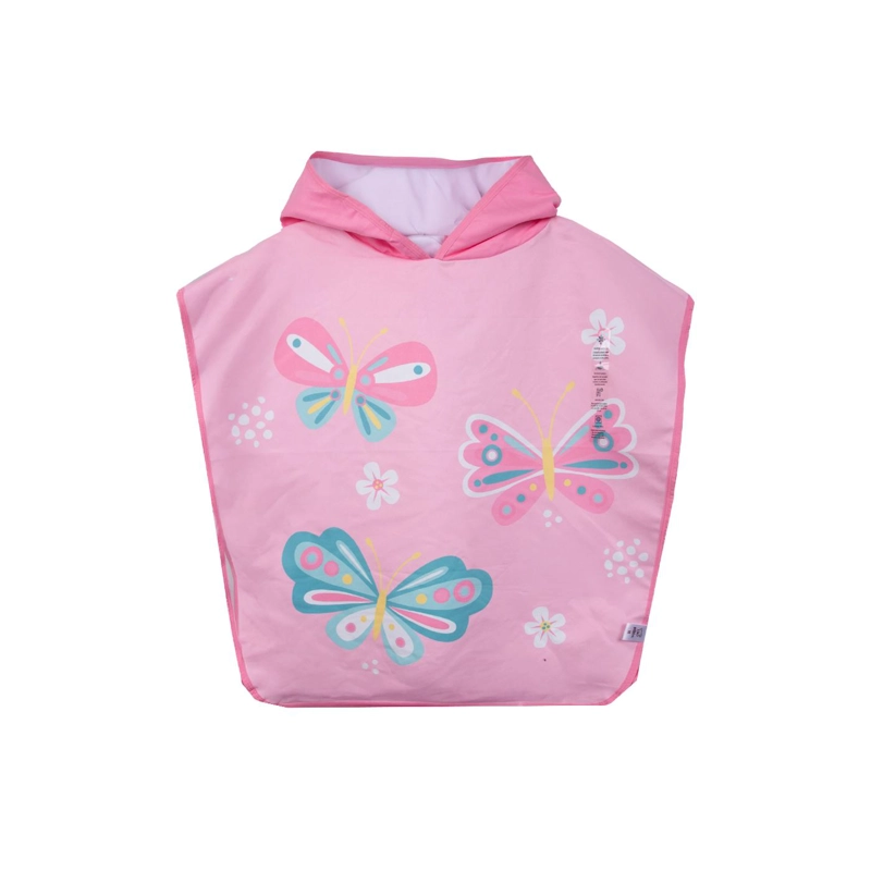 TOALLA BEBE NIÑA MICROFIBRA CON CAPUCHA MARIPOSA ROSADO PILLIN - 1